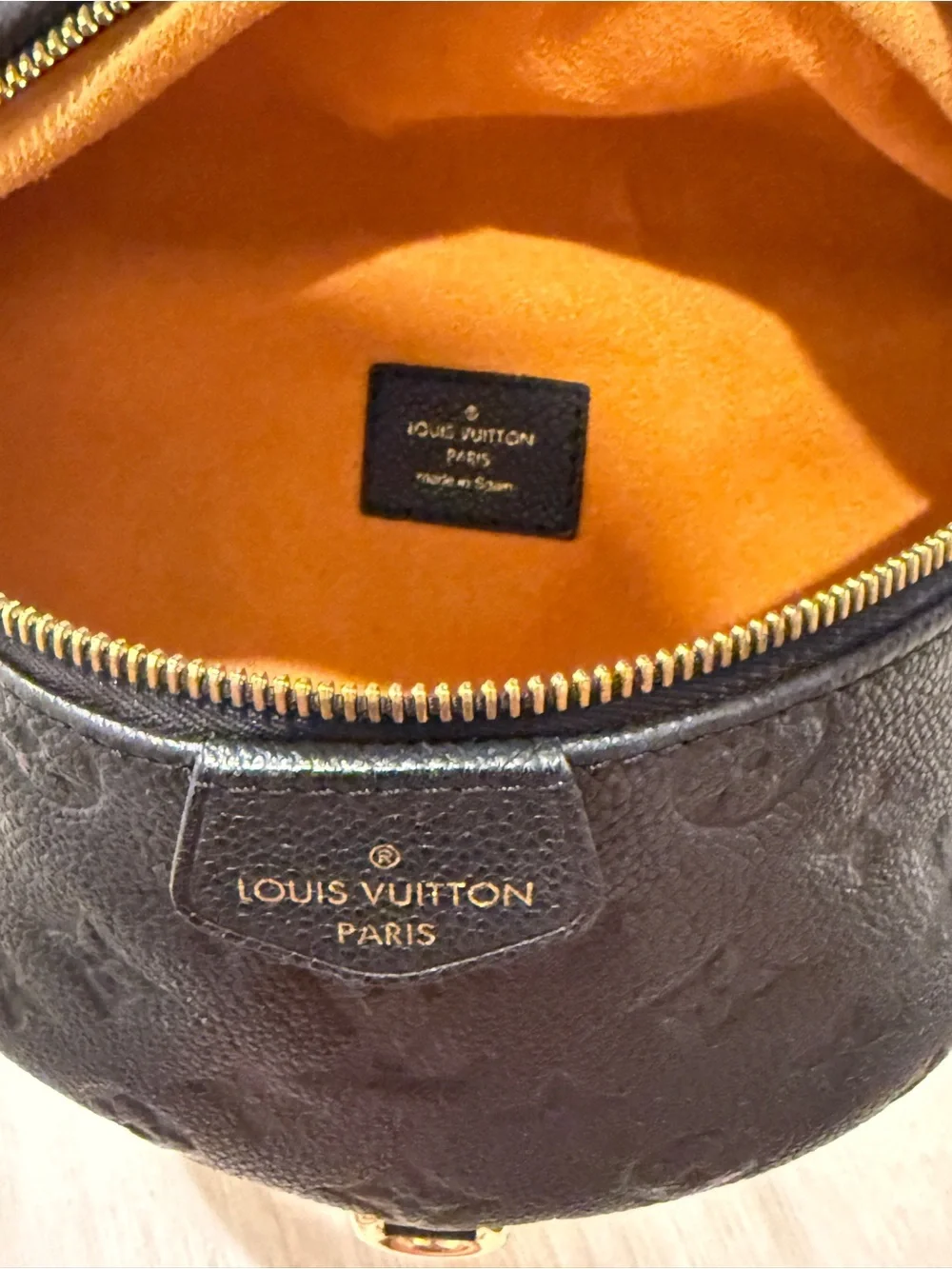 Louis Vuitton Black Monogram Embossed Crossbody Belt Bag with Gold Hardware